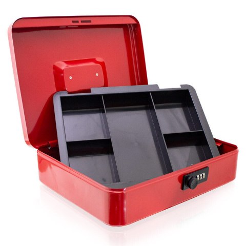 Kasetka 30 cm do Przechowywania Bilonu i Pieniędzy – Metalowa, Czerwona