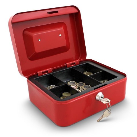 Kasetka metalowa BITUXX 25 cm – do przechowywania i transportu gotówki (czerwona)