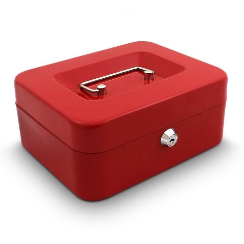 Kasetka metalowa BITUXX 25 cm – do przechowywania i transportu gotówki (czerwona)