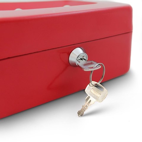 Kasetka metalowa BITUXX 25 cm – do przechowywania i transportu gotówki (czerwona)