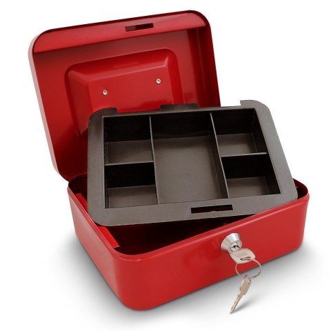 Kasetka metalowa BITUXX 25 cm – do przechowywania i transportu gotówki (czerwona)