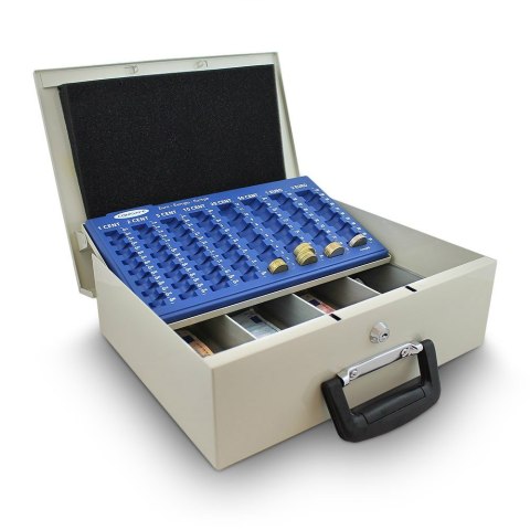 Metalowa Kasetka Transportowa BITUXX – Jasnoszara, Do Przechowywania Bilonu