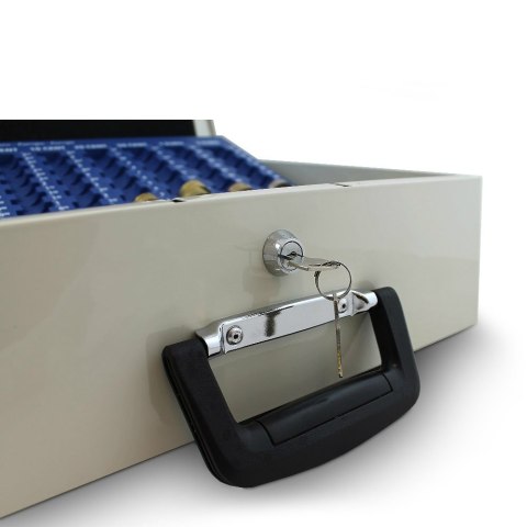 Metalowa Kasetka Transportowa BITUXX – Jasnoszara, Do Przechowywania Bilonu