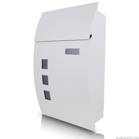 NAŚCIENNA SKRZYNKA POCZTOWA NA LISTY PÓŁOKRĄGŁA BIAŁA METALOWA