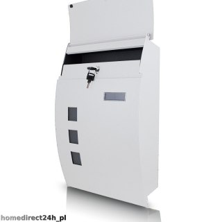 NAŚCIENNA SKRZYNKA POCZTOWA NA LISTY PÓŁOKRĄGŁA BIAŁA METALOWA