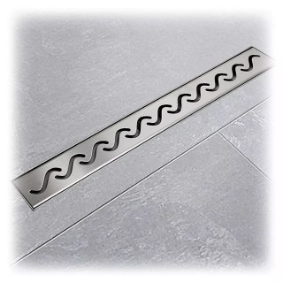 Odpływ liniowy Bituxx Welle 70 cm – stal nierdzewna Inox z syfonem, wydajny odpływ podłogowy do prysznica