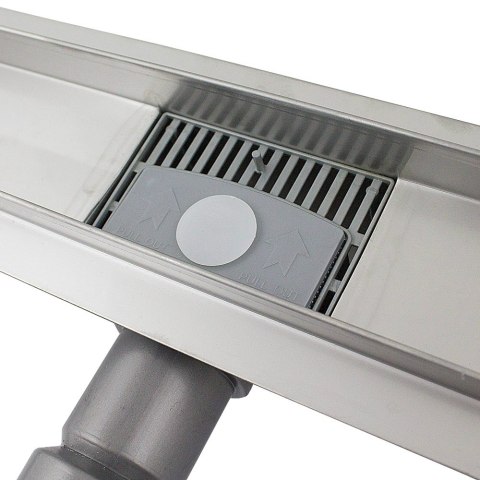 Odpływ liniowy Bituxx Welle 70 cm – stal nierdzewna Inox z syfonem, wydajny odpływ podłogowy do prysznica