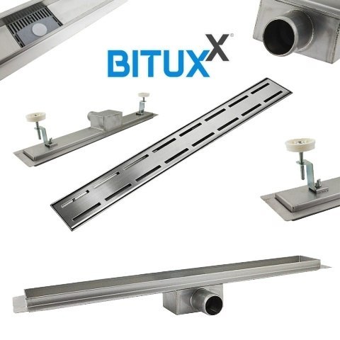 Bituxx Wydajny Odpływ Liniowy 70 cm LINE z Niskim Syfonem – Stalowy Odwodnienie Podłogowe Inox do Prysznica i Łazienki
