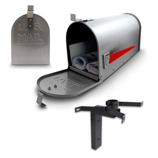 Bituxx Skrzynka Pocztowa w Stylu Amerykańskim Srebrna – Ścienna Skrzynka na Listy z Ruchomą Flagą