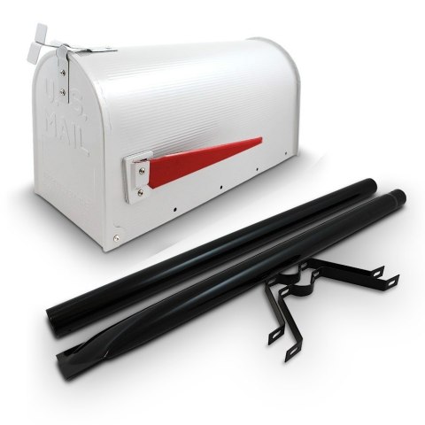 ORYGINALNA SKRZYNKA NA LISTY POCZTOWA AMERYKAŃSKA BIAŁA + SŁUPEK