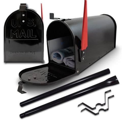 ORYGINALNA SKRZYNKA NA LISTY POCZTOWA AMERYKAŃSKA CZARNA + SŁUPEK