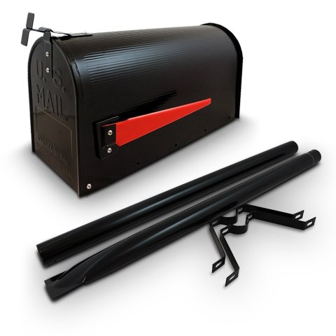 ORYGINALNA SKRZYNKA NA LISTY POCZTOWA AMERYKAŃSKA CZARNA + SŁUPEK