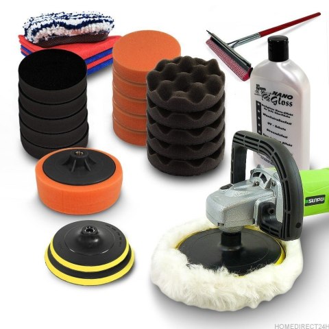 Bituxx Zestaw do Polerowania Samochodu z Profesjonalną Polerką 1500 W – Kompletny Kit Akcesoriów do Lakieru