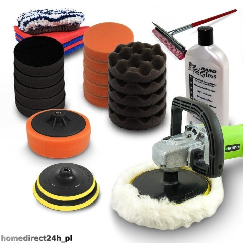 Bituxx Zestaw do Polerowania Samochodu z Profesjonalną Polerką 1500 W – Kompletny Kit Akcesoriów do Lakieru