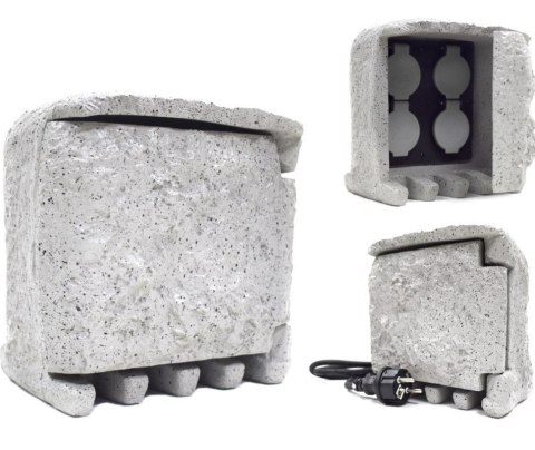 PRZEDŁUŻACZ OGRODOWY IMITACJA KAMIENIA 4 GNIAZDA SIWY KAMIEŃ DO OGRODU