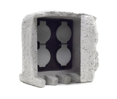 PRZEDŁUŻACZ OGRODOWY IMITACJA KAMIENIA 4 GNIAZDA SIWY KAMIEŃ DO OGRODU