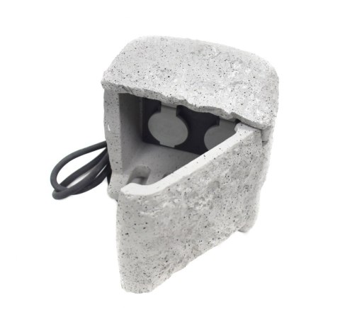 PRZEDŁUŻACZ OGRODOWY IMITACJA KAMIENIA 4 GNIAZDA SIWY KAMIEŃ DO OGRODU