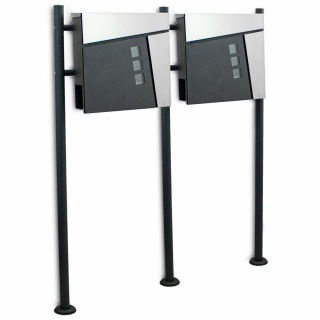 Podwójna skrzynka na listy pocztowa Stojąca zewnętrzna 2szt na stojaku z gazetnikiem