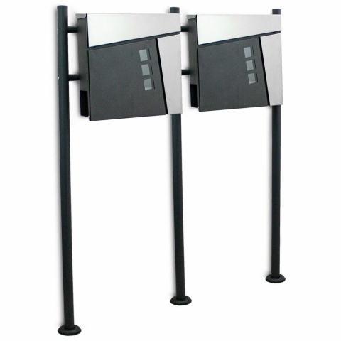 Podwójna skrzynka na listy pocztowa Stojąca zewnętrzna 2szt na stojaku z gazetnikiem