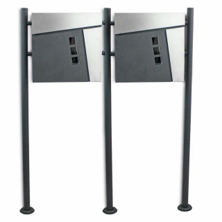 Podwójna skrzynka na listy pocztowa Stojąca zewnętrzna 2szt na stojaku z gazetnikiem