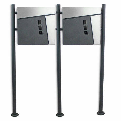 Podwójna skrzynka na listy pocztowa Stojąca zewnętrzna 2szt na stojaku z gazetnikiem