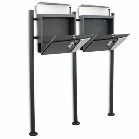 Podwójna skrzynka na listy pocztowa Stojąca zewnętrzna 2szt na stojaku z gazetnikiem