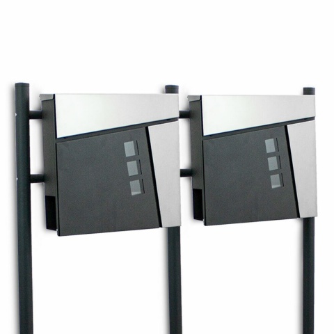 Podwójna skrzynka na listy pocztowa Stojąca zewnętrzna 2szt na stojaku z gazetnikiem