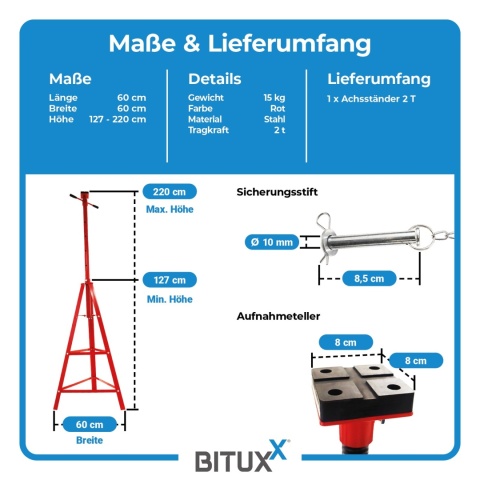 Podstawki Samochodowe BITUXX 2T – Regulowane Podpory Kobyłki Stalowe pod Auto