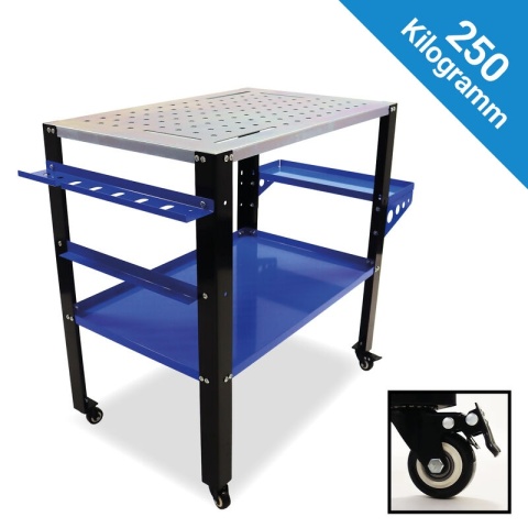 Profesjonalny stół warsztatowy/spawalniczy BITUXX na kółkach o nośności 250 kg – mobilny roboczy do spawania i montażu