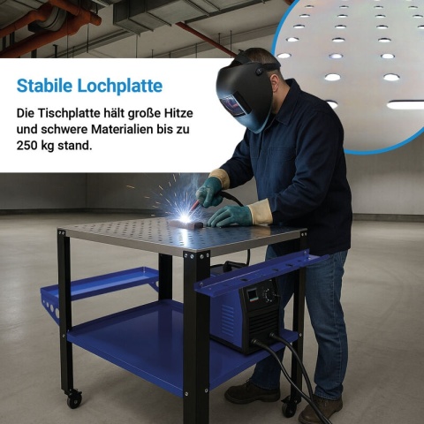 Profesjonalny stół warsztatowy/spawalniczy BITUXX na kółkach o nośności 250 kg – mobilny roboczy do spawania i montażu