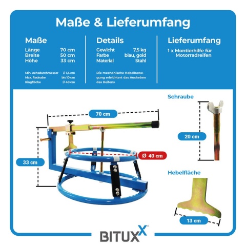 BITUXX Montażownica do opon motocyklowych – łatwa wymiana opon