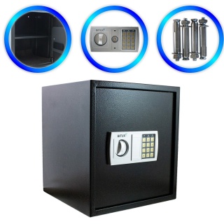 Szafa Pancerna Sejf Na Kod Elektroniczny Domowy – Solidny Sejf Domowy 35×40×36 cm ze Stali, Elektroniczny Zamek i Klucze