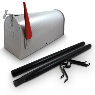 SKRZYNKA POCZTOWA NA LISTY AMERYKAŃSKA USA SREBRNA ZE SŁUPKIEM