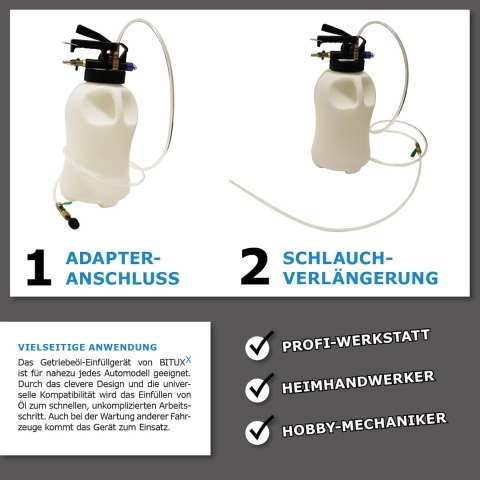 BITUXX uniwersalny 10 L pneumatyczny przyrząd do nalewania oleju przekładniowego – pompa napełniająca do wlewania oleju