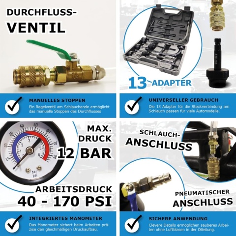 BITUXX uniwersalny 10 L pneumatyczny przyrząd do nalewania oleju przekładniowego – pompa napełniająca do wlewania oleju