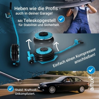 Bituxx pneumatyczny podnośnik „bałwanek” 5 ton – stabilny podnośnik powietrzny poduszkowy do auta