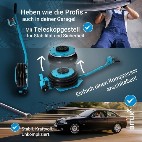 Bituxx pneumatyczny podnośnik „bałwanek” 5 ton – stabilny podnośnik powietrzny poduszkowy do auta