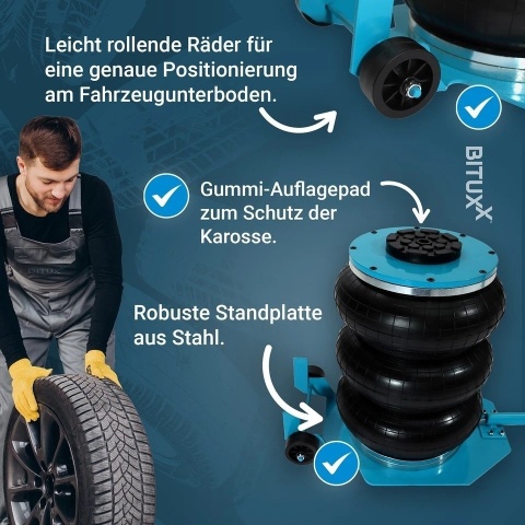 Bituxx pneumatyczny podnośnik „bałwanek” 5 ton – stabilny podnośnik powietrzny poduszkowy do auta