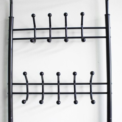 CZARNY STOJĄCY WIESZAK STOJAK NA UBRANIA KURTKI 3 PÓŁKI NA BUTY DO DOMU