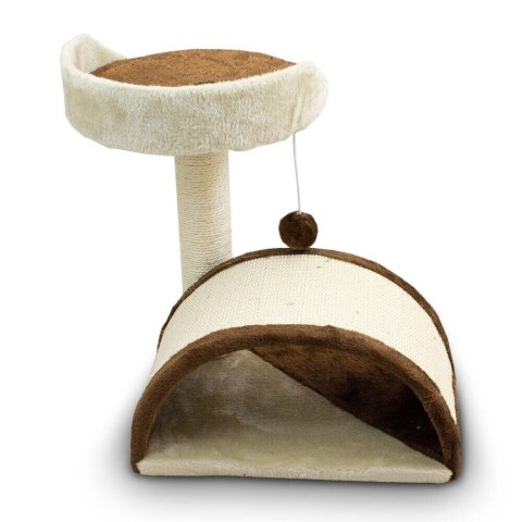 DRAPAK DLA KOTA HAMAK BUDKA BEŻOWO-BRĄZOWY DOMEK PLATFORMA WIDOKOWA