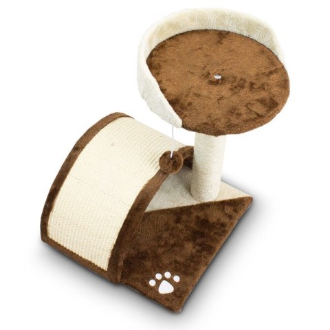 DRAPAK DLA KOTA HAMAK BUDKA BEŻOWO-BRĄZOWY DOMEK PLATFORMA WIDOKOWA