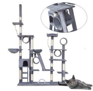 Drapak dla kota XXL 255cm koci plac zabaw sizał + plusz z domkiem