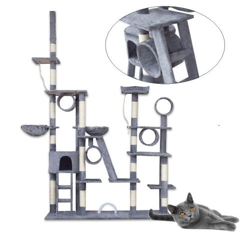 Drapak dla kota XXL 255cm koci plac zabaw sizał + plusz z domkiem