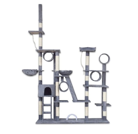 Drapak dla kota XXL 255cm koci plac zabaw sizał + plusz z domkiem