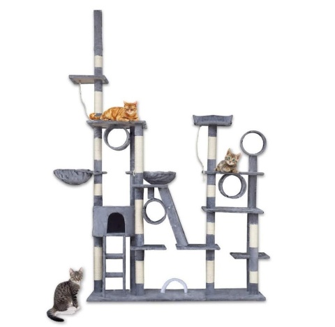 Drapak dla kota XXL 255cm koci plac zabaw sizał + plusz z domkiem