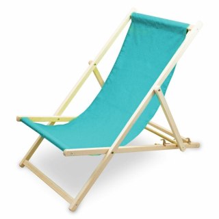Drewniany leżak plażowy z regulacją TURKUSOWY