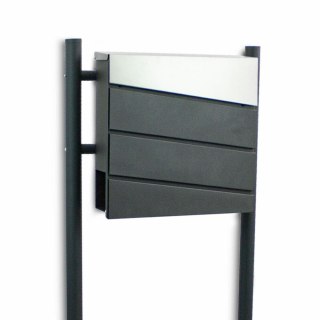 GRAFITOWO-SREBRNA SKRZYNKA NA LISTY POCZTOWA WOLNOSTOJĄCA NOWOCZESNA