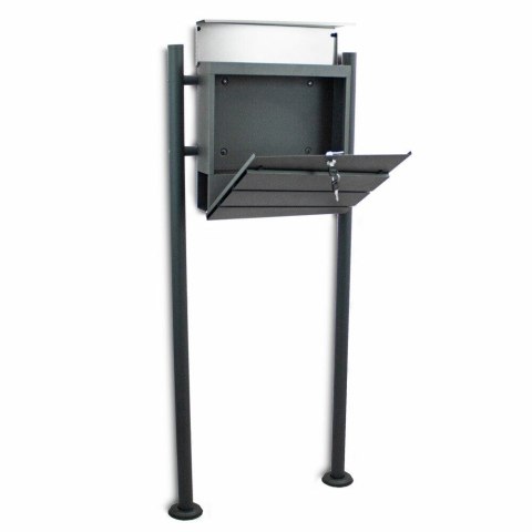 GRAFITOWO-SREBRNA SKRZYNKA NA LISTY POCZTOWA WOLNOSTOJĄCA NOWOCZESNA