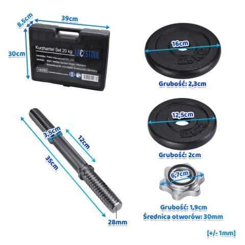 HANTLE REGULOWANE - ZESTAW HANTLI DO TRENINGU SIŁOWEGO 4x2,5kg ORAZ 4x1,25kg +ETUI