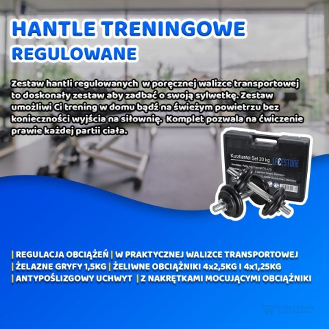 HANTLE REGULOWANE - ZESTAW HANTLI DO TRENINGU SIŁOWEGO 4x2,5kg ORAZ 4x1,25kg +ETUI